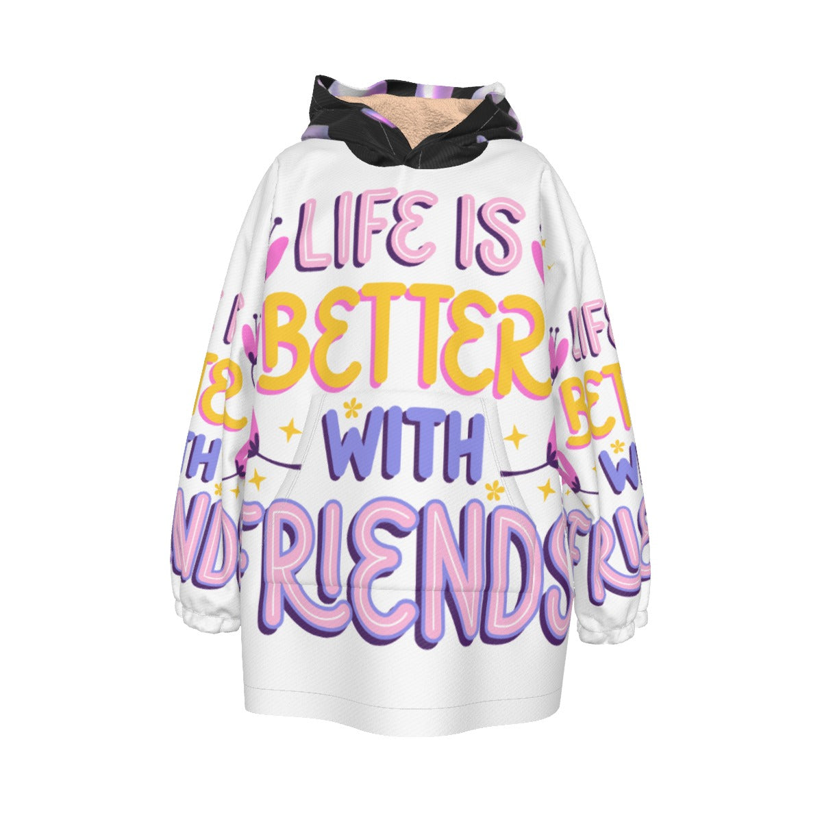 All-Over Print Kid's Sherpa Fleece Hoodie Blanket