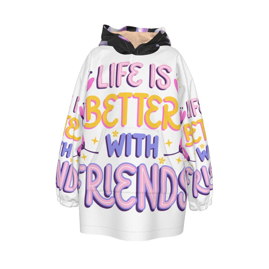 All-Over Print Kid's Sherpa Fleece Hoodie Blanket