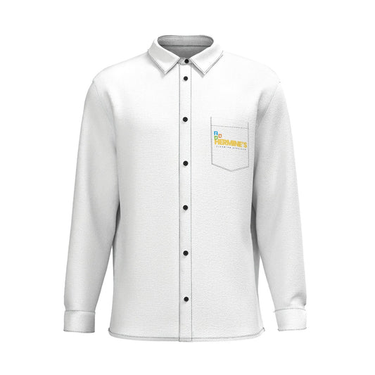 All-Over Print Men's Business Lapel Long Sleeve Shirt With Pocket|110GSM Imitation Flax